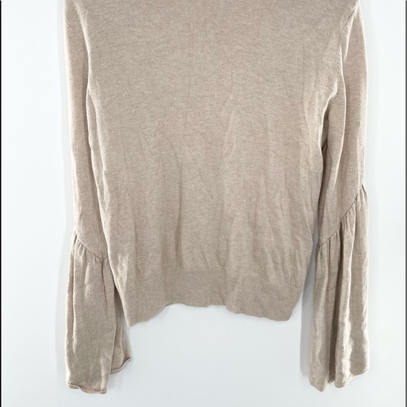 Leith Taupe Heather Pullover Sweater S with Bell Sleeve - Picture 5 of 6